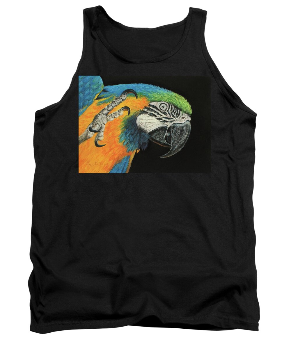 Macaw Tank Top featuring the pastel Max the Macaw #1 by Lyn DeLano