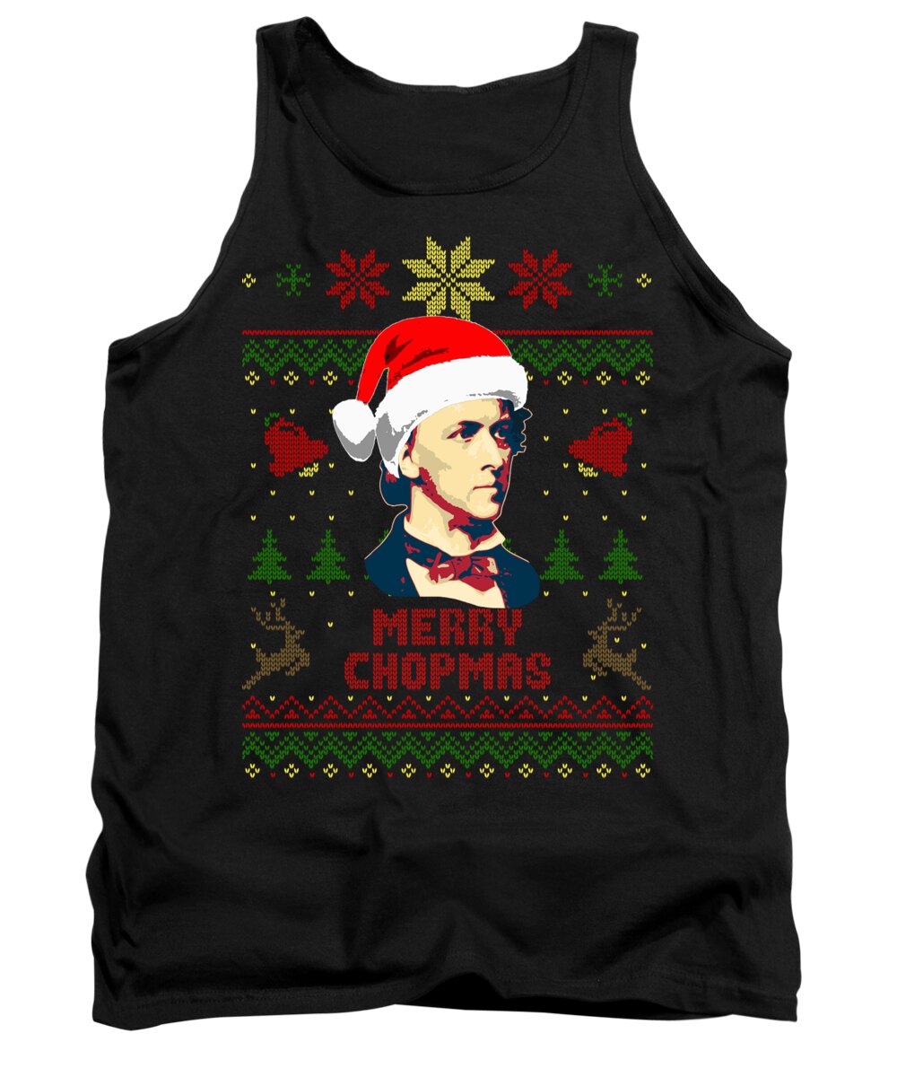 Santa Tank Top featuring the digital art Merry Chopmas Frederick Chopin Christmas by Megan Miller