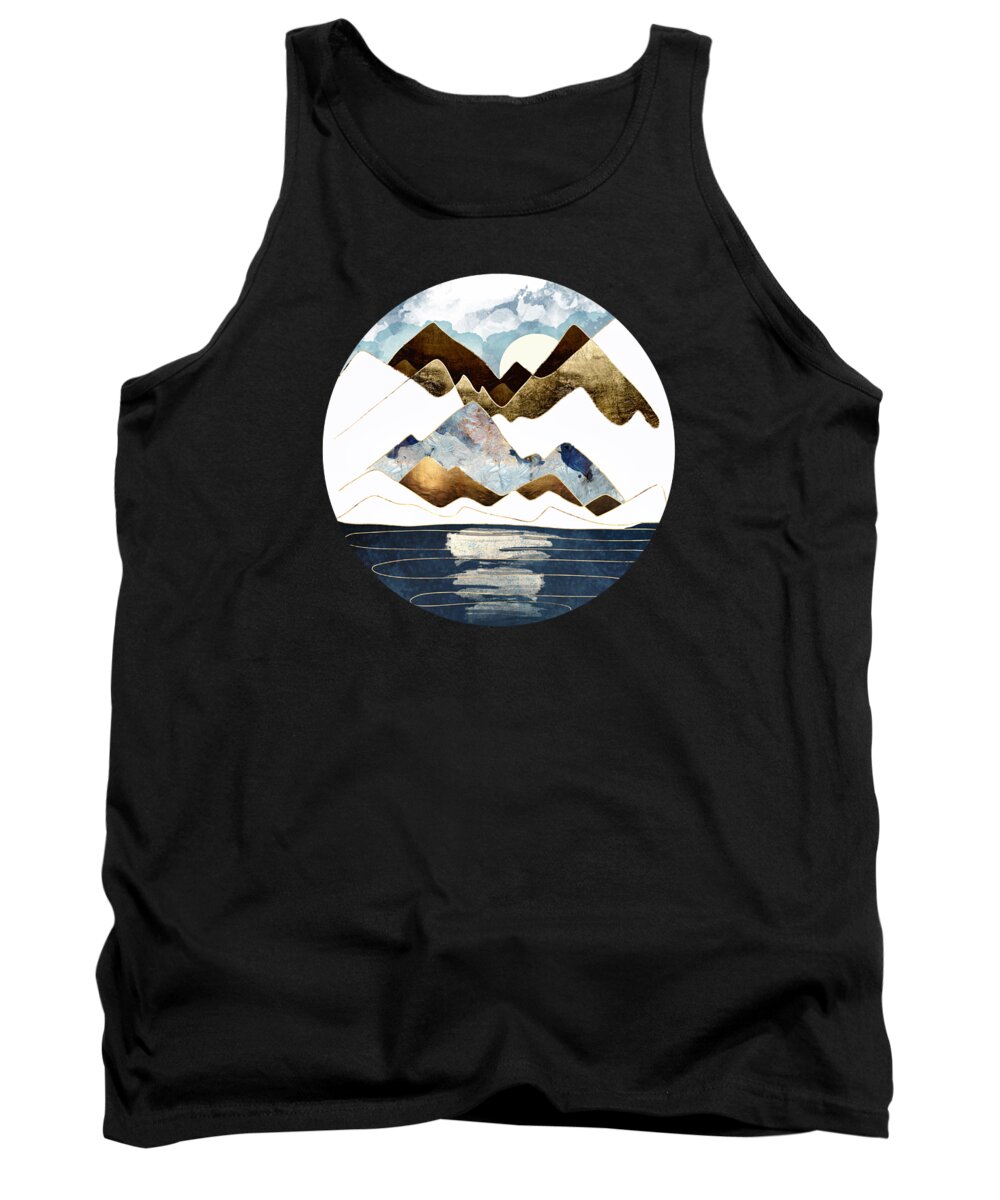 Abstract Tank Top featuring the digital art Minimal Abstract Mountains by Spacefrog Designs