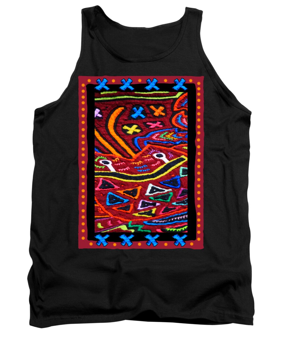 Mola Tank Top featuring the photograph Mola design Panama by Tatiana Travelways