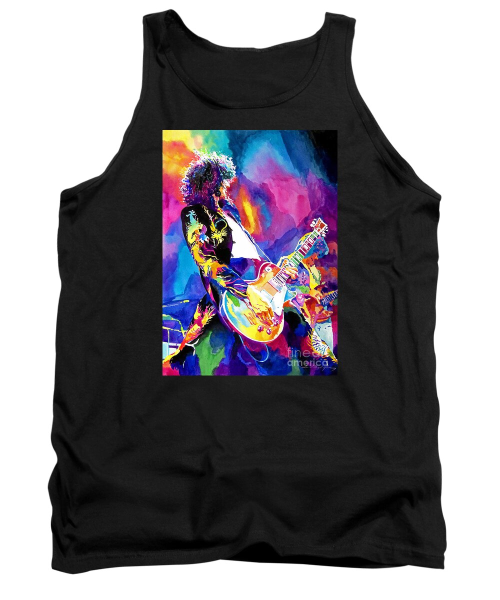 Jimmy Page Artwork Tank Top featuring the painting Monolithic Riff - Jimmy Page by David Lloyd Glover