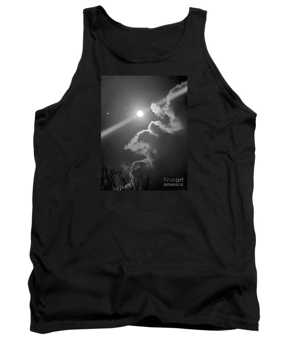 Moon Tank Top featuring the photograph Moon Abstract Black And White by Tracey Lee Cassin