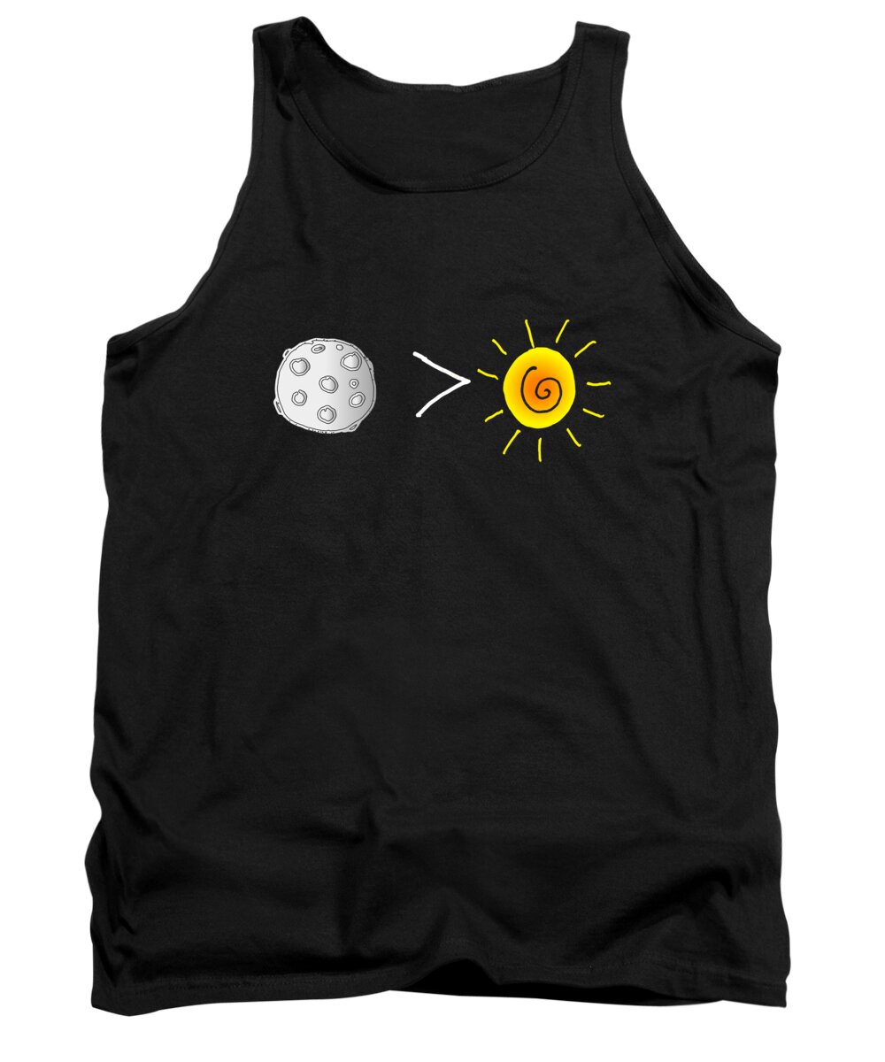 Funny Tank Top featuring the digital art Moon Is Greater Than The Sun Total Solar Eclipse by Flippin Sweet Gear