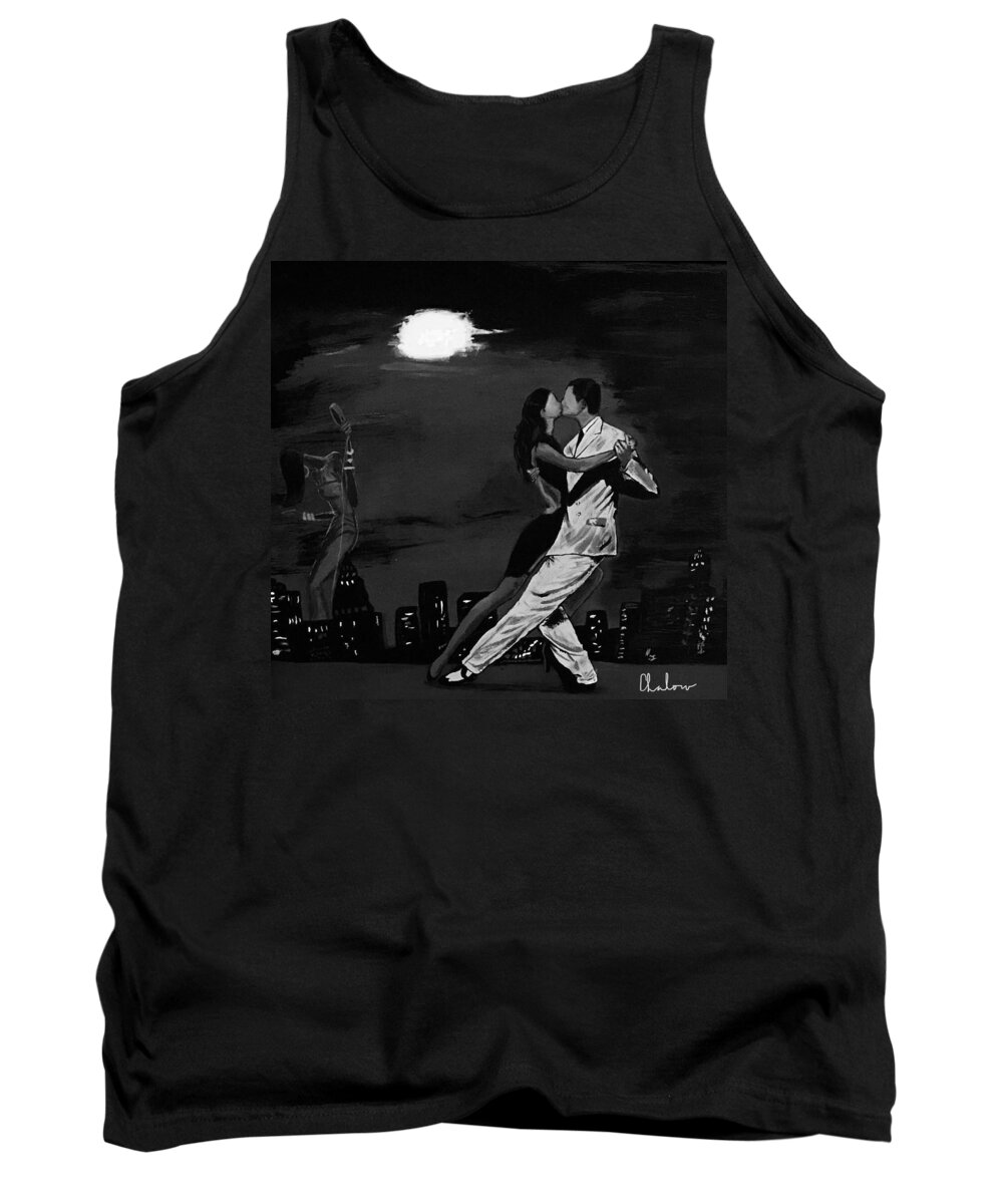  Tank Top featuring the painting Moonlight Dark Dancing by Charles Young