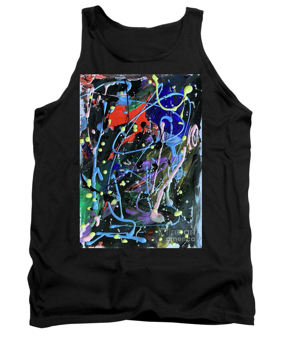 Abstract Tank Top featuring the painting Multicolor Mystic Energies, abstract art by Denise Morgan