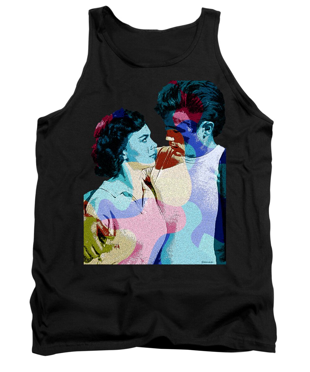 Natalie Wood Tank Top featuring the mixed media Natalie Wood and James Dean modernized portrait by Movie World Posters