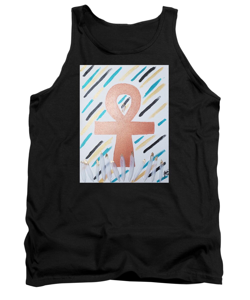 Native American Tank Top featuring the painting Native Ankh by BluWells Company
