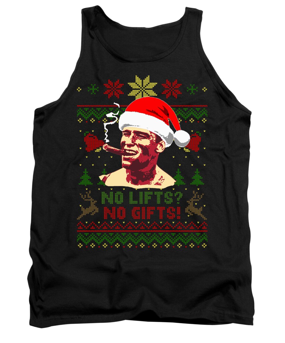 Santa Tank Top featuring the digital art No Lifts No Gifts Arnold Christmas by Filip Schpindel