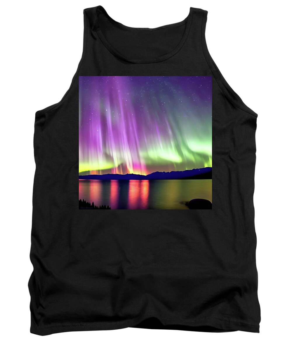 Aurora Tank Top featuring the digital art Northern Lights No.35 by Fred Larucci