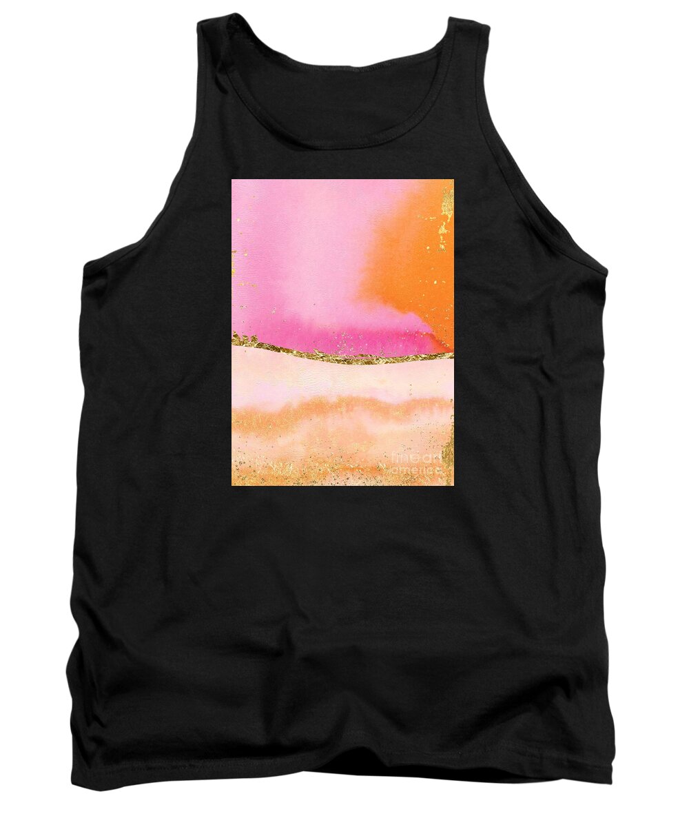 Orange Tank Top featuring the painting Orange, Gold And Pink by Modern Art