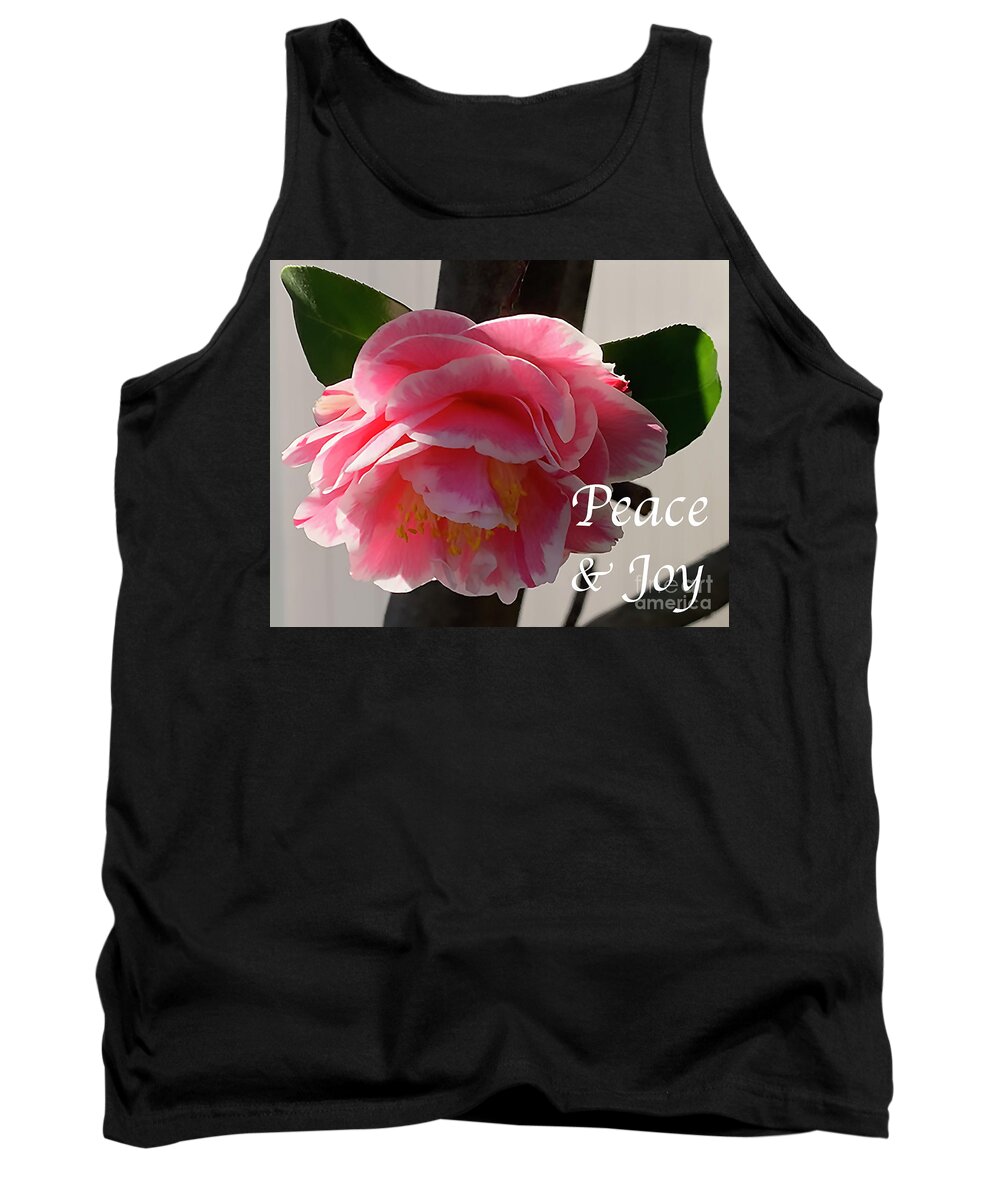 Floral Tank Top featuring the digital art Peace and Joy - Pink And White Camellia Bloom by Kirt Tisdale