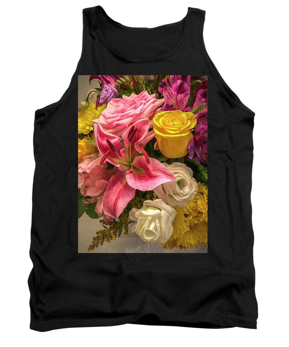 Flower Tank Top featuring the photograph Pink Tiger Lily and Company by Ginger Stein