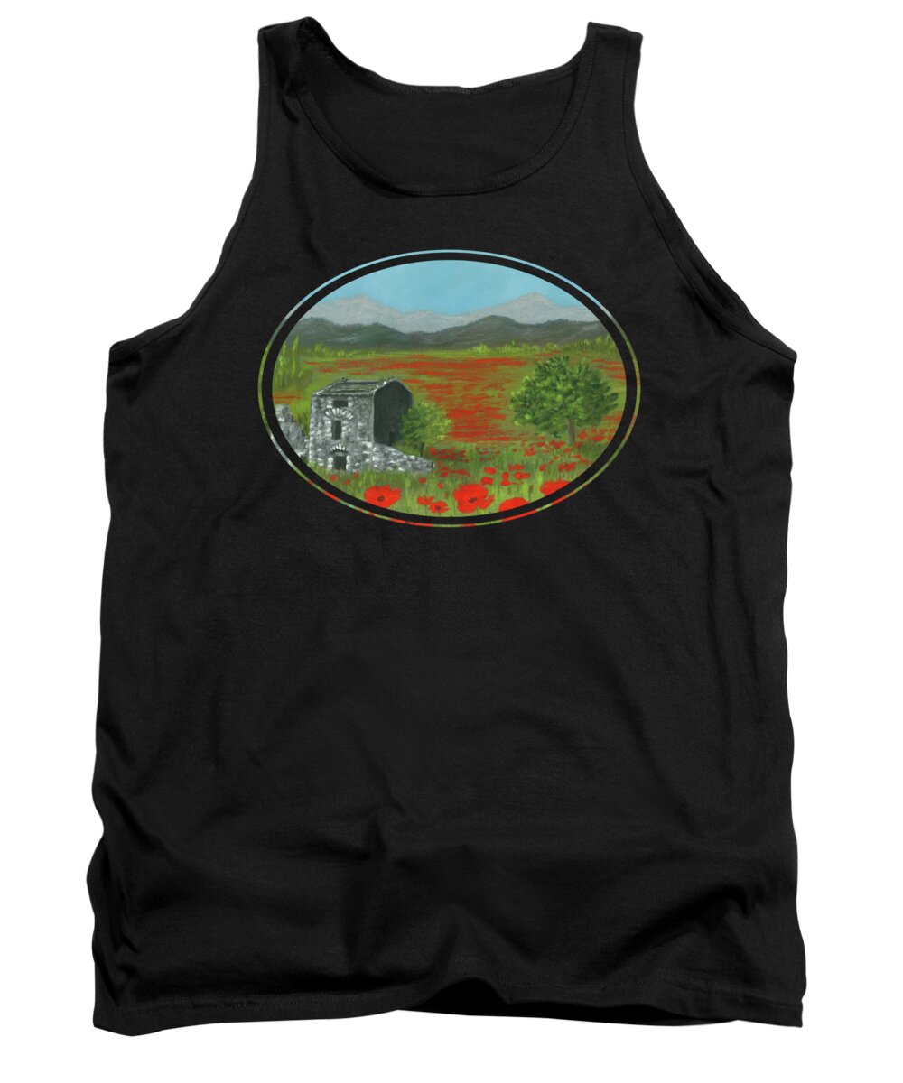 Poppy Tank Top featuring the painting Poppies in Provence by Anastasiya Malakhova