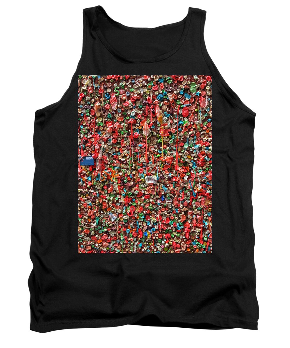 Abstract Tank Top featuring the photograph Post Alley Gum Wall - 3 by Jerry Abbott