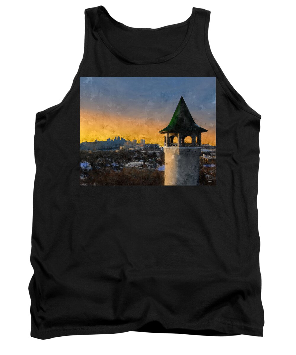 Minneapolis Tank Top featuring the mixed media Prospect Park Water Tower - Minneapolis by Glenn Galen