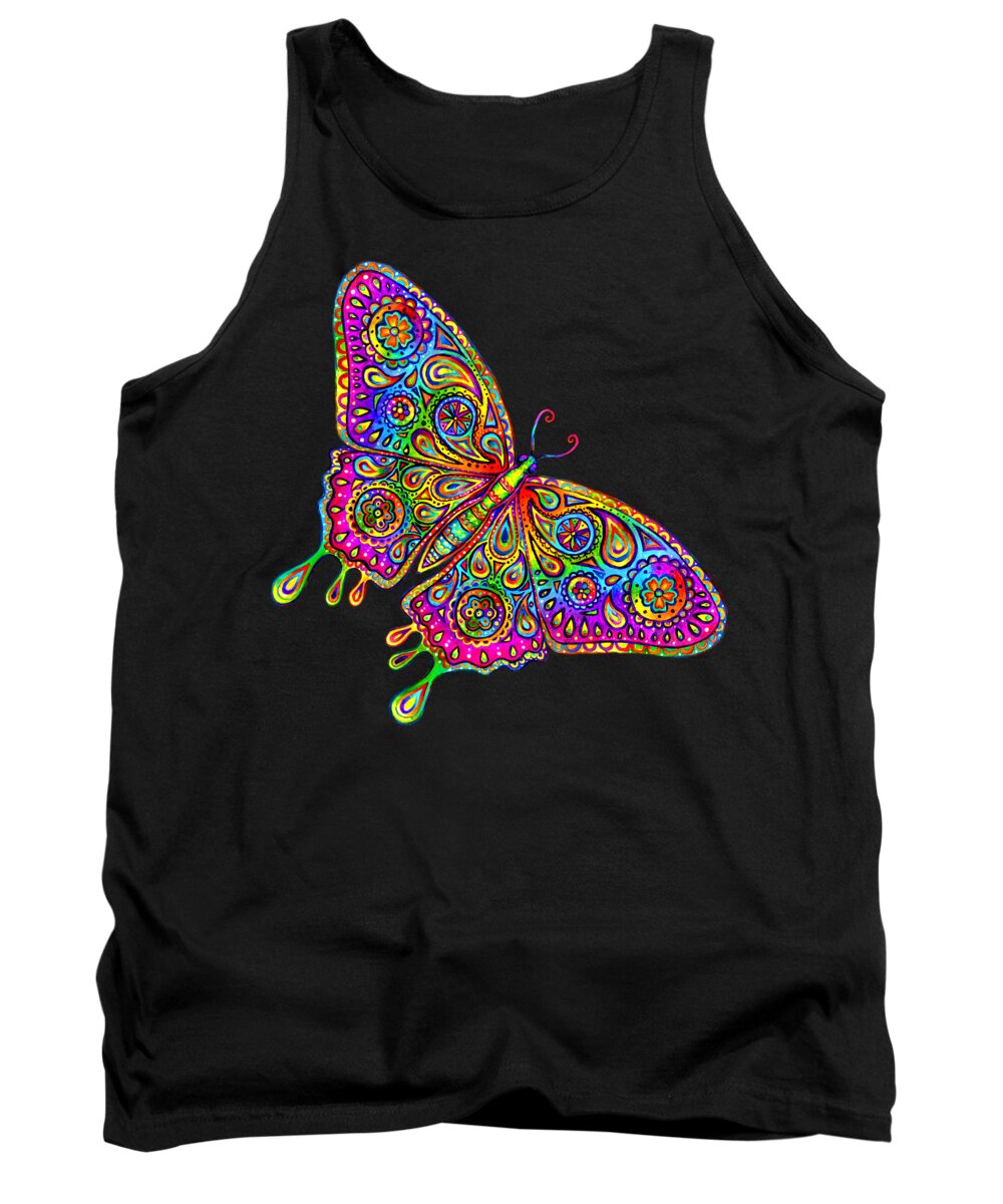 Butterfly Tank Top featuring the painting Psychedelic Paisley Butterfly by Rebecca Wang