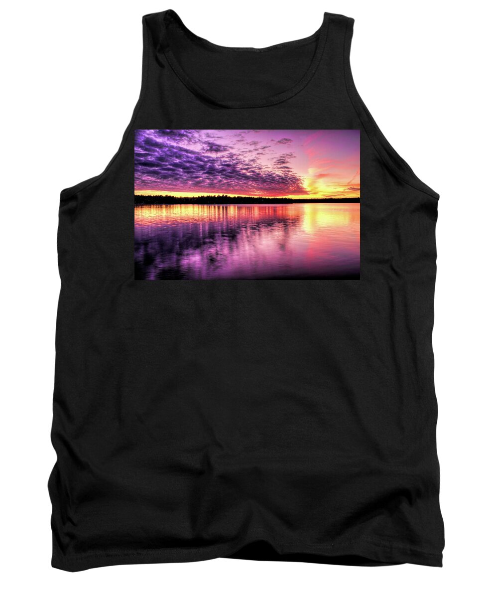 Sunset Tank Top featuring the photograph Purple Sunset Clouds Over Lost Lake by Dale Kauzlaric