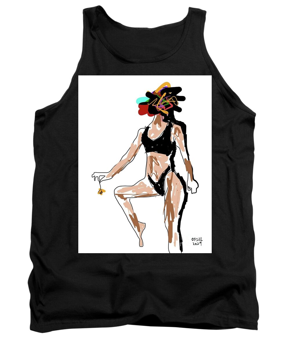  Tank Top featuring the mixed media Queen Drip by Oriel Ceballos