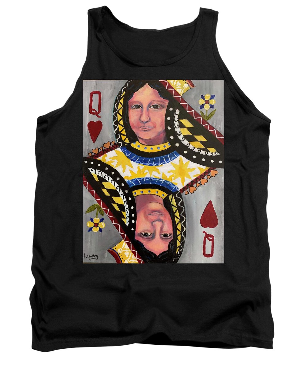 Cards Tank Top featuring the painting Queen of Hearts by Barbara Landry