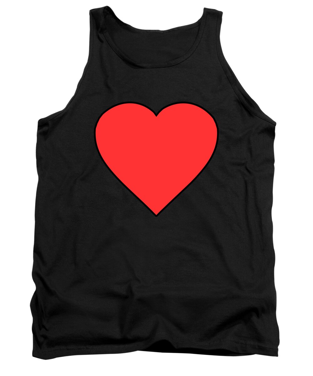 Funny Tank Top featuring the digital art Red Heart Drawing by Flippin Sweet Gear