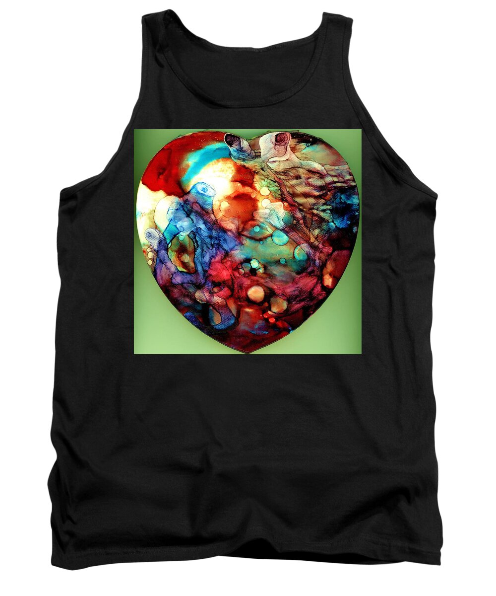Heart Tank Top featuring the painting Reef Madness by Angela Marinari