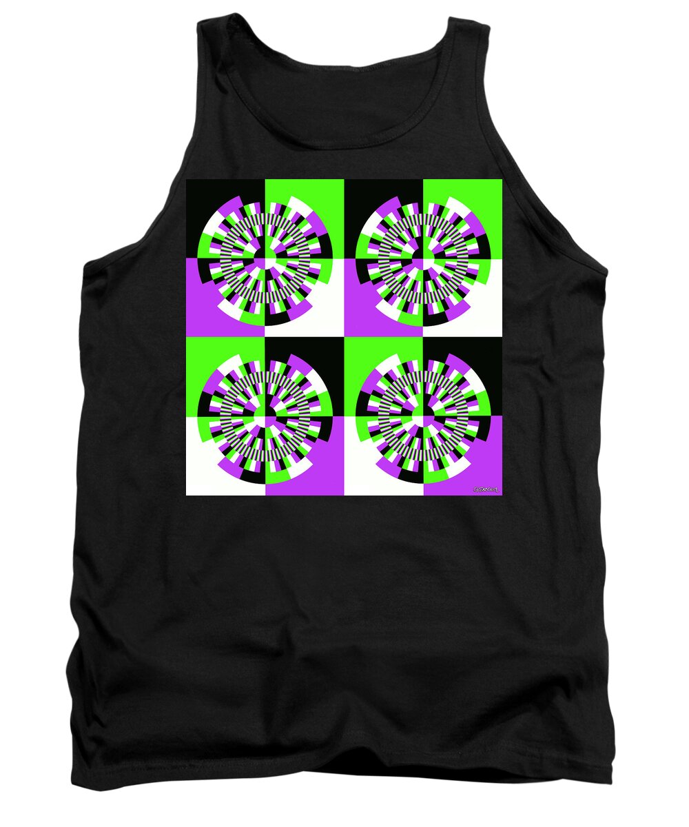 Op Art Tank Top featuring the mixed media Repartition of 4x4 colors - 2 by Gianni Sarcone