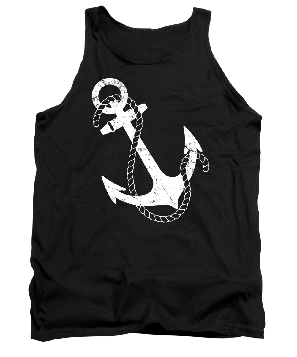 Funny Tank Top featuring the digital art Retro Nautical Anchor by Flippin Sweet Gear