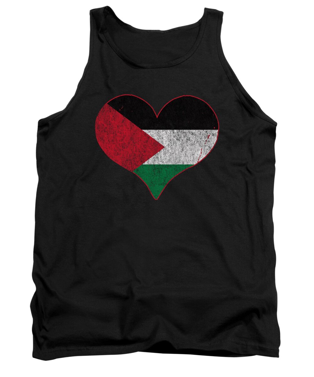 Palestine Tank Top featuring the digital art Retro Palestine Flag Heart by Flippin Sweet Gear