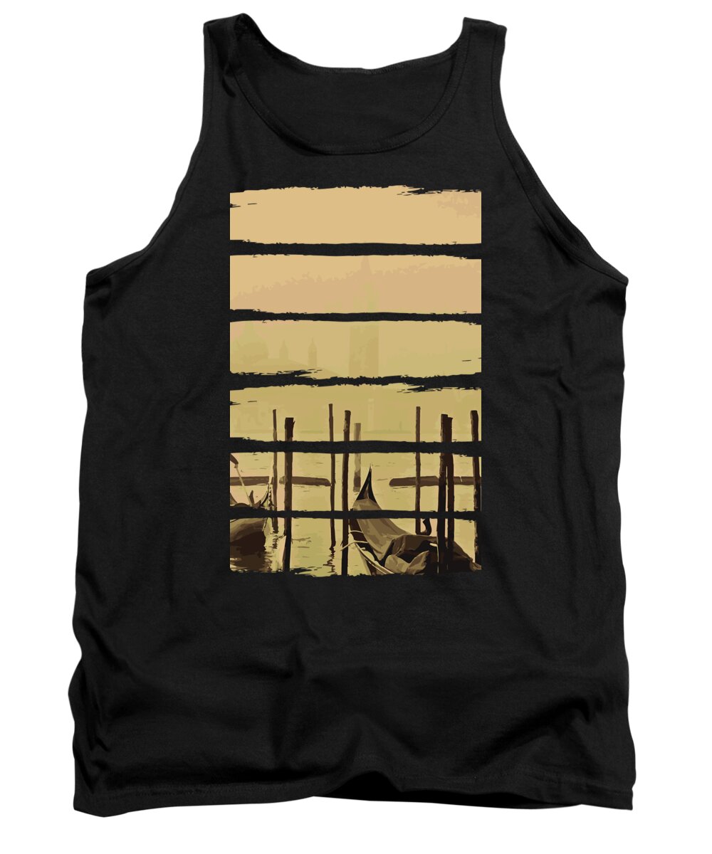 Fishing Tank Top featuring the digital art River Boat Scenery by Jacob Zelazny