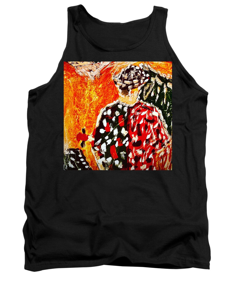  Tank Top featuring the mixed media Rodeo Clown by Bencasso Barnesquiat
