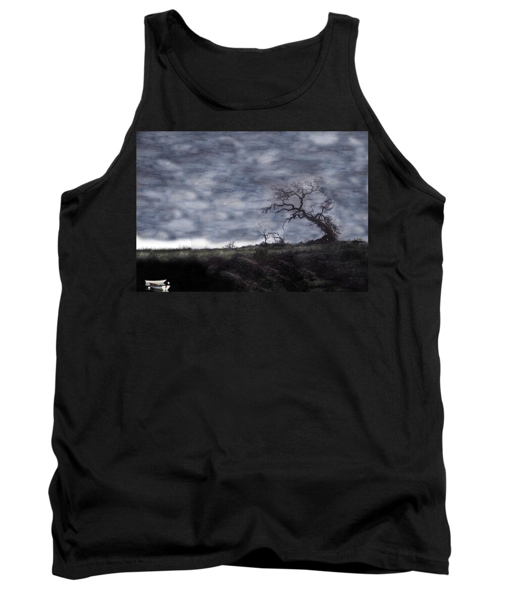 Boat Tank Top featuring the photograph Rowboats and Oak on a Riverbank by Wayne King