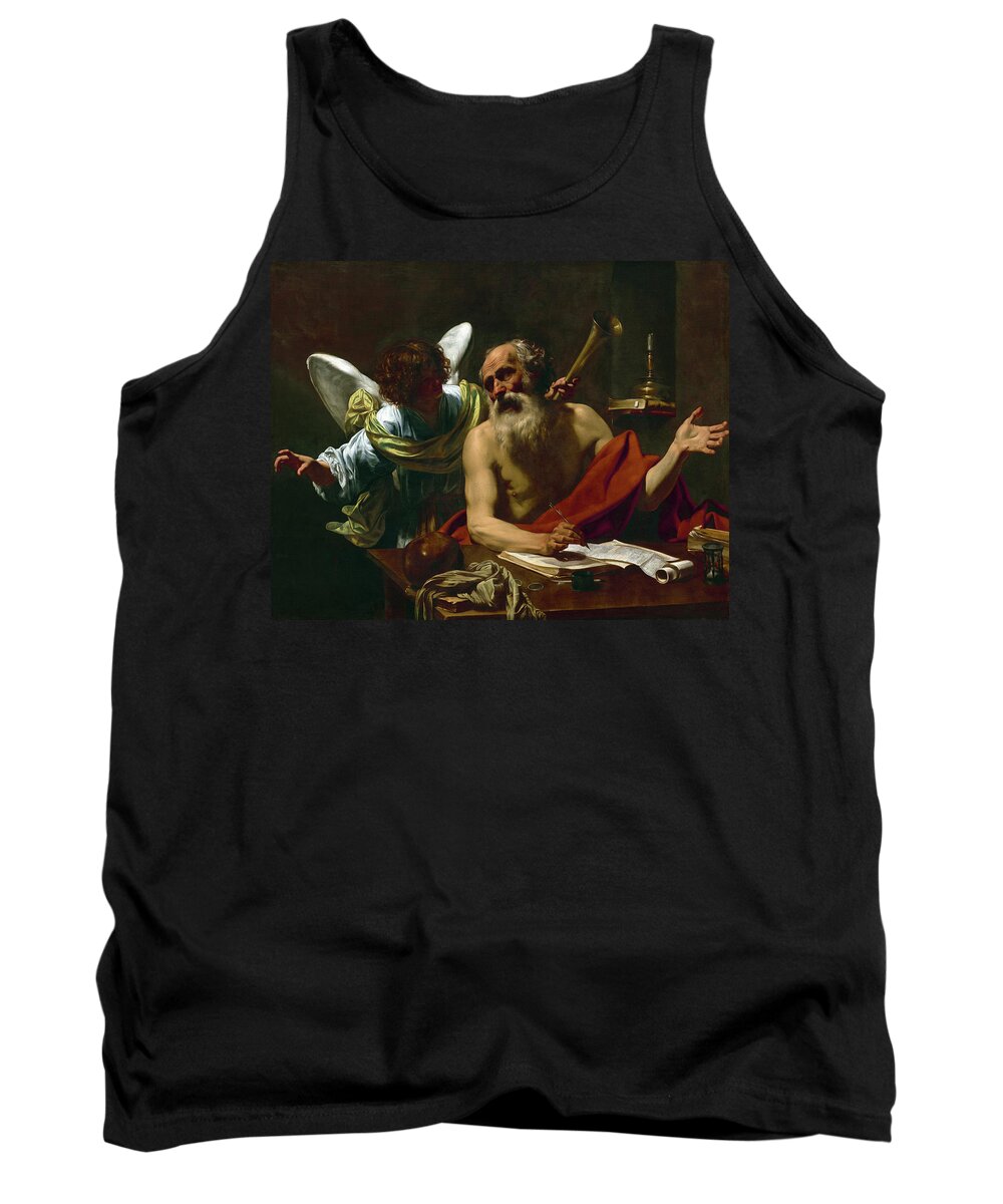 Simon Vouet Tank Top featuring the painting Saint Jerome and the Angel, 1625 by Simon Vouet