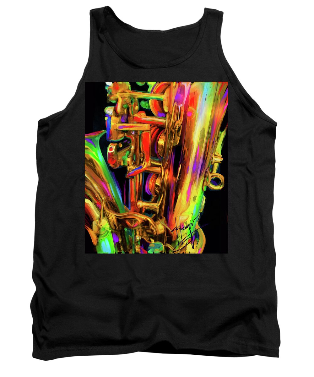 Saxophone Tank Top featuring the painting Saxophone 6 by DC Langer