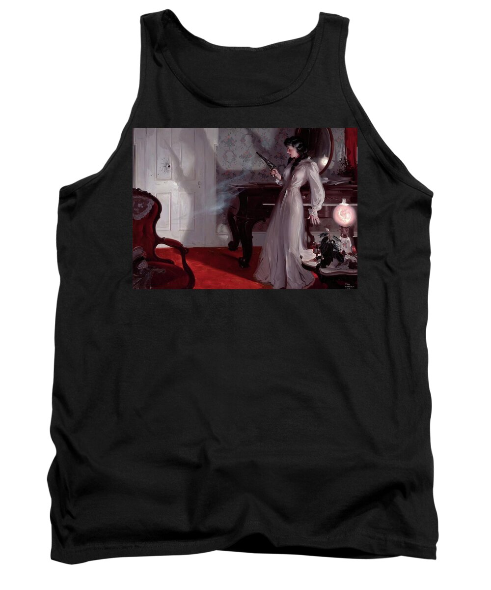 Tom Lovell Tank Top featuring the painting Shot in the dark  by Lagra Art