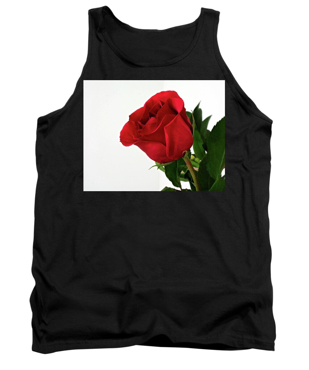Single Red Rose Wall Art Tank Top featuring the photograph Single Red Rose by Gwen Gibson