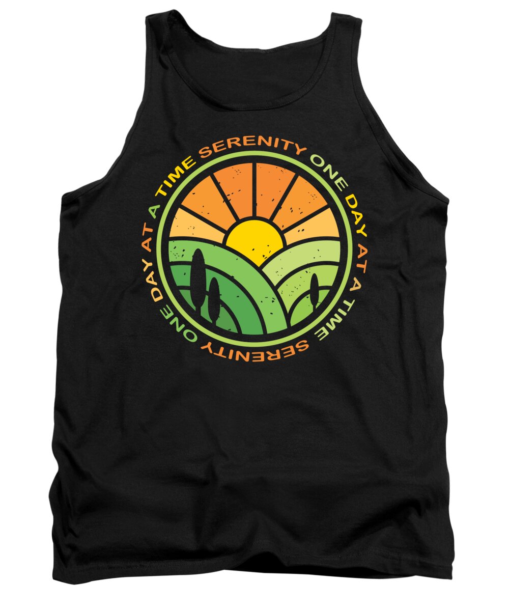 Sobriety Tank Top featuring the painting Sobriety Serenity One Day At A Time AA Sober Tee Tees T-Shirt 3 by Tony Rubino