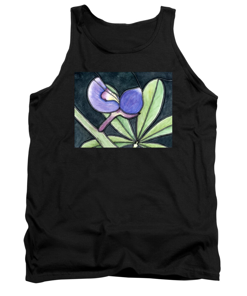 Bluebonnet Tank Top featuring the painting Stained Glass Bluebonnet Petal by Hailey E Herrera