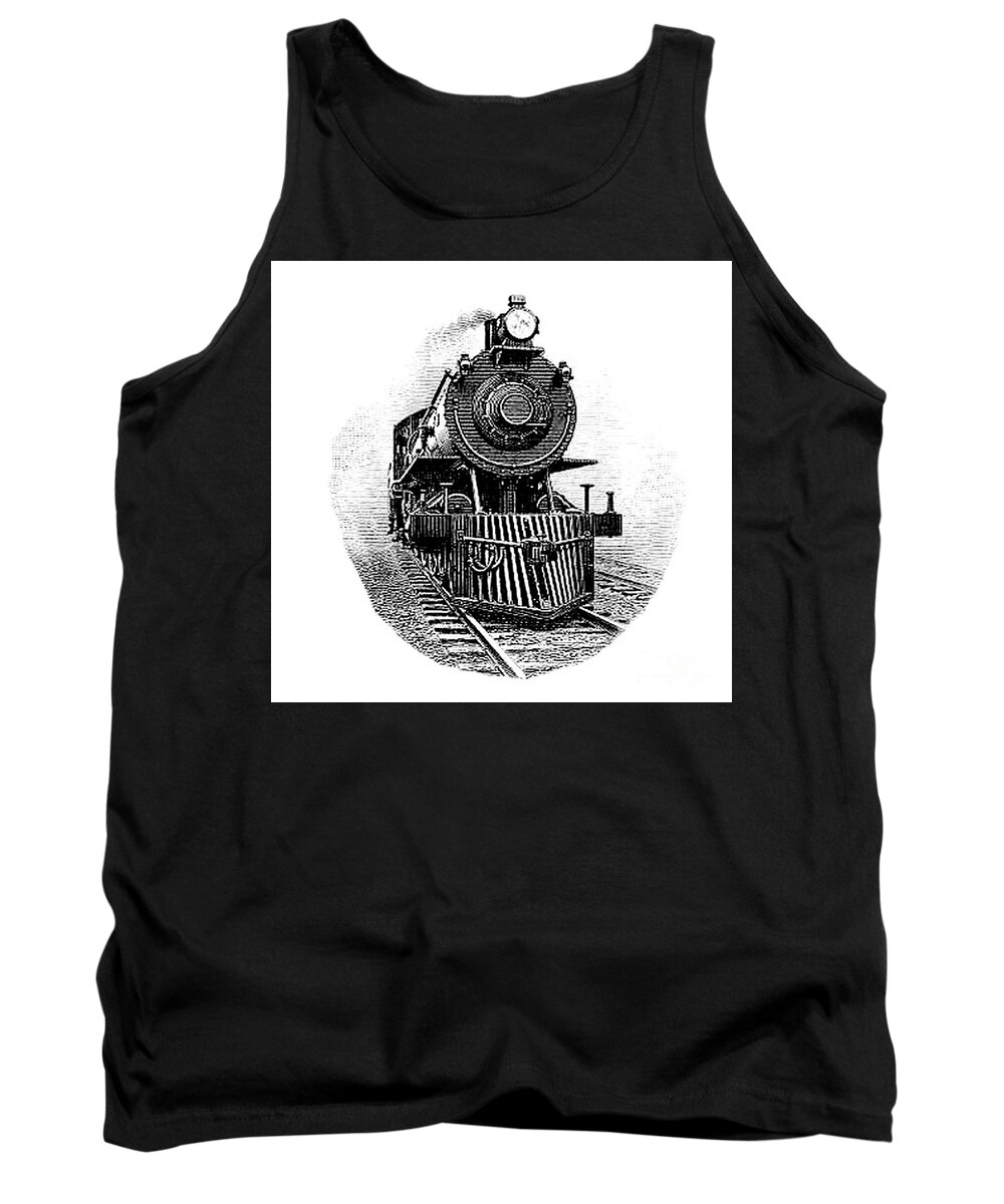 Front View Tank Top featuring the digital art Steam Locomotive Front by Pete Klinger