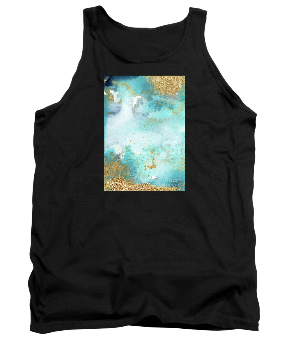 Sunbaked Mint Tank Top featuring the painting Sunbaked Mint And Gold by Garden Of Delights