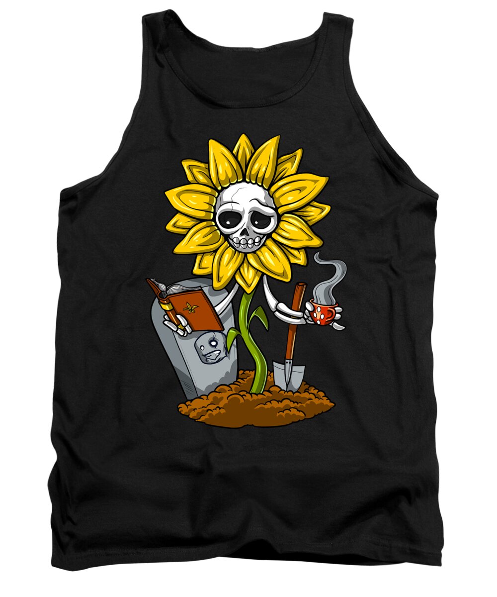 Sunflower Tank Top featuring the digital art Sunflower Skeleton by Nikolay Todorov