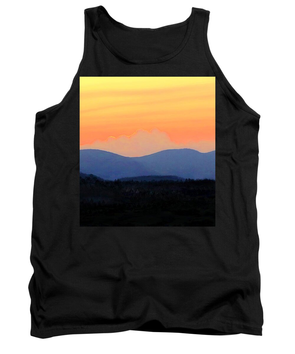 Sunset Tank Top featuring the digital art Sunset in the Blue Ridge Mountains by Susan Hope Finley