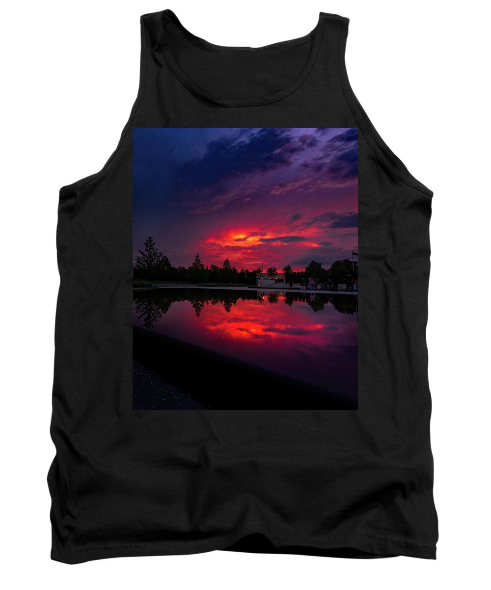 Pool Tank Top featuring the photograph Sunset Red Reflection by Dee Potter