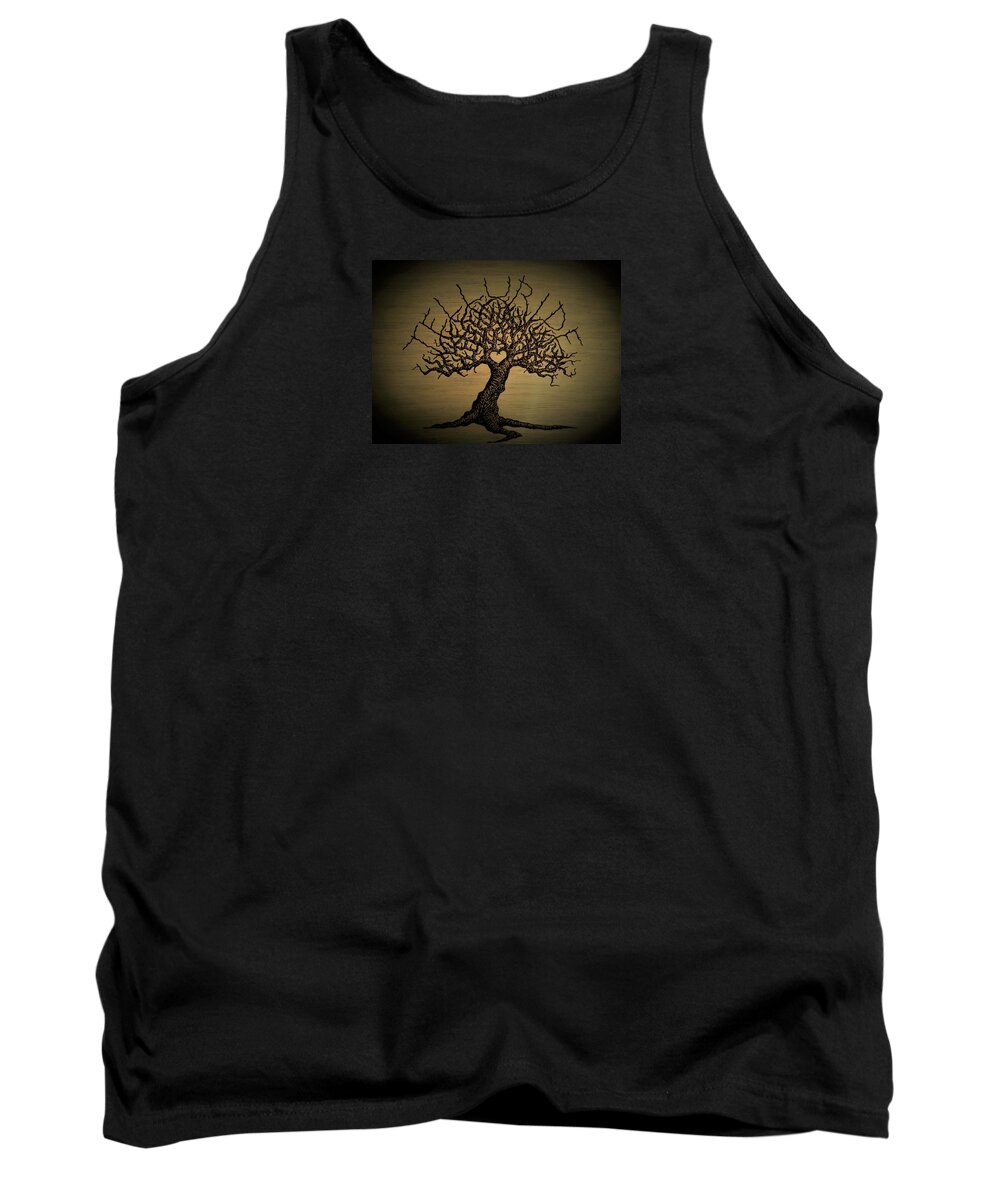 Colorado Tank Top featuring the drawing Telluride Love Tree by Aaron Bombalicki