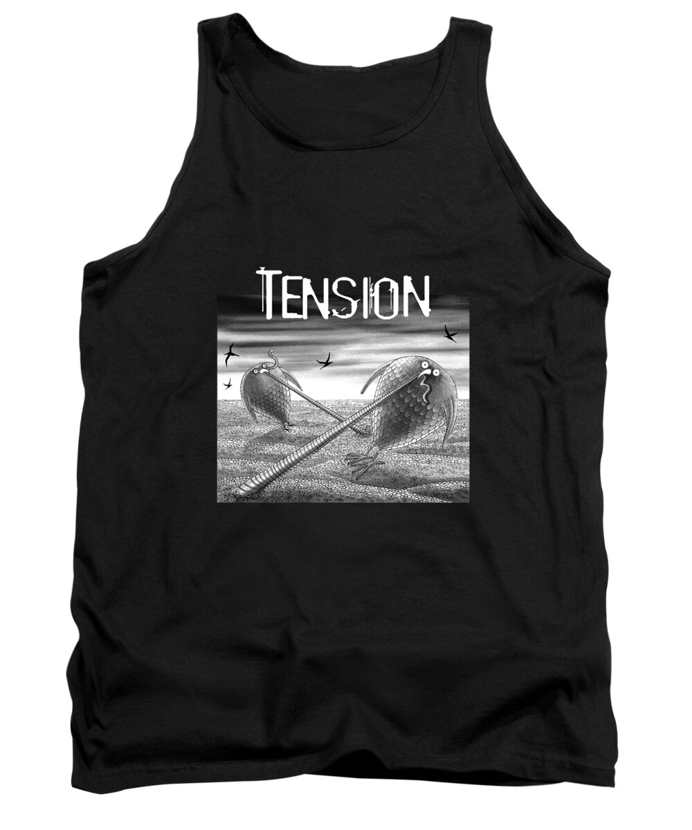 Bird Tank Top featuring the drawing Tension by Andrew Hitchen