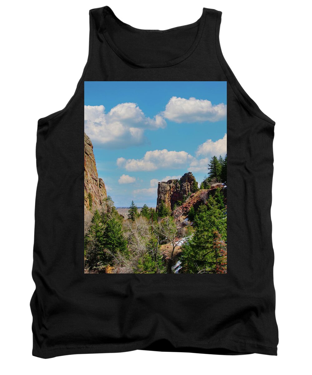 Rock Climber Tank Top featuring the photograph Eldorado Canyon State Park,The Bastille by Tom Potter