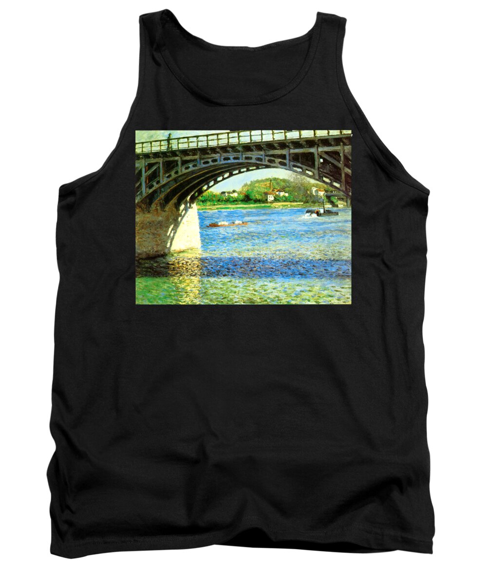 Gustave Caillebotte [1848–94]; The Bridge At Argenteuil And The Seine; 1885 Tank Top featuring the painting The Bridge at Argenteuil and the Seine 1885 by Gustave Caillebotte
