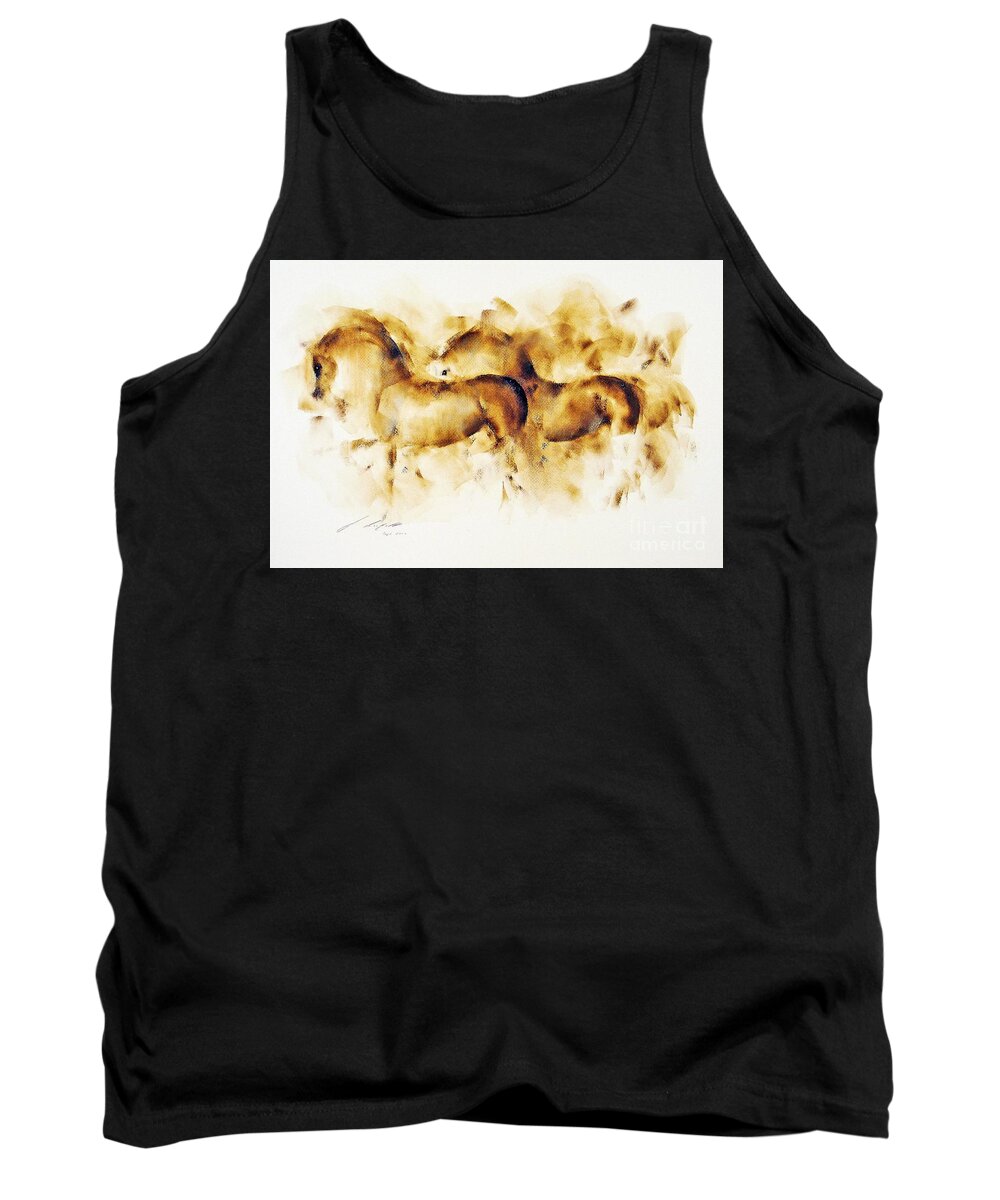 Horses Tank Top featuring the painting The Chestnuts by Janette Lockett
