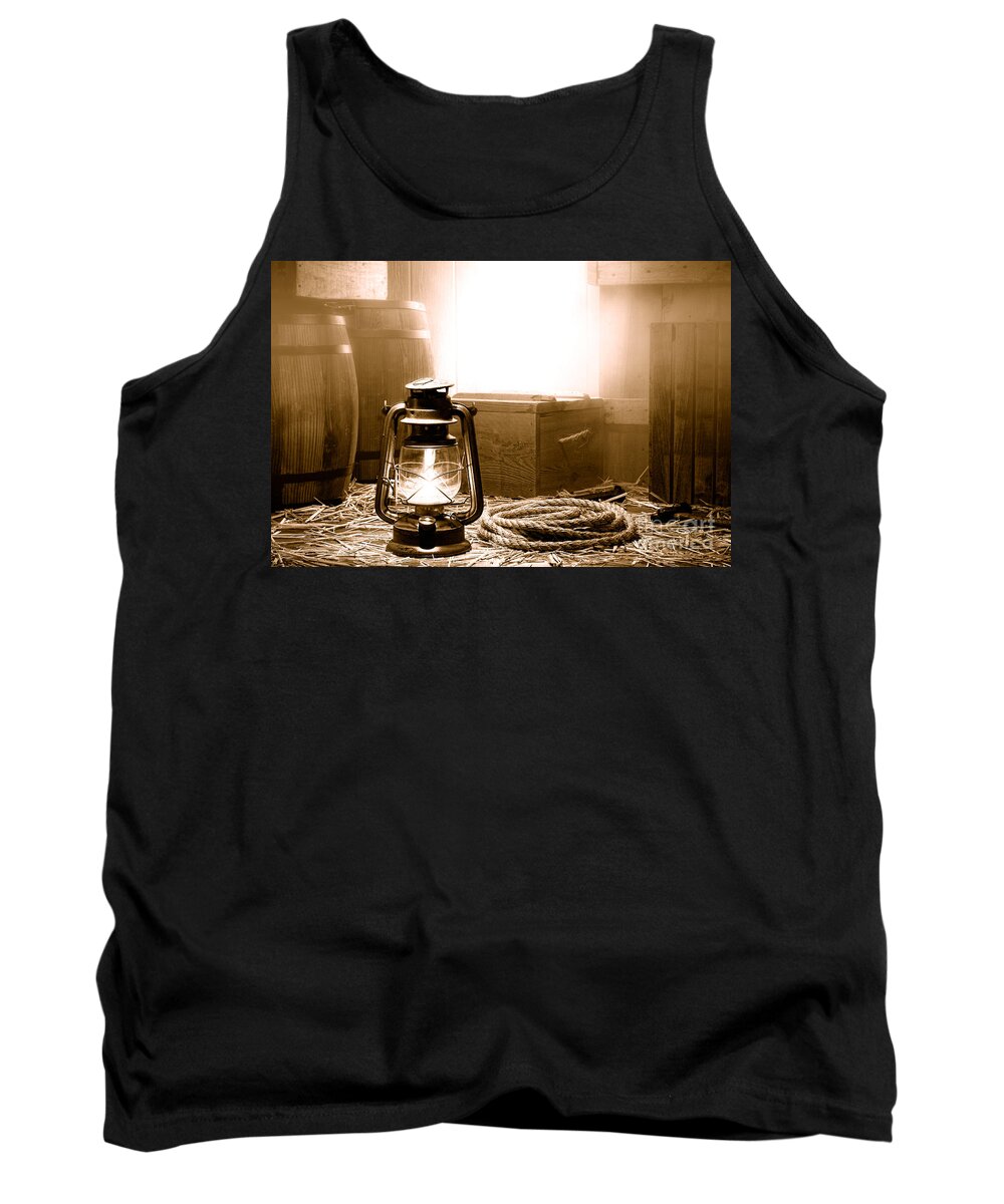 Old Tank Top featuring the photograph The General Store Backroom - Sepia by Olivier Le Queinec