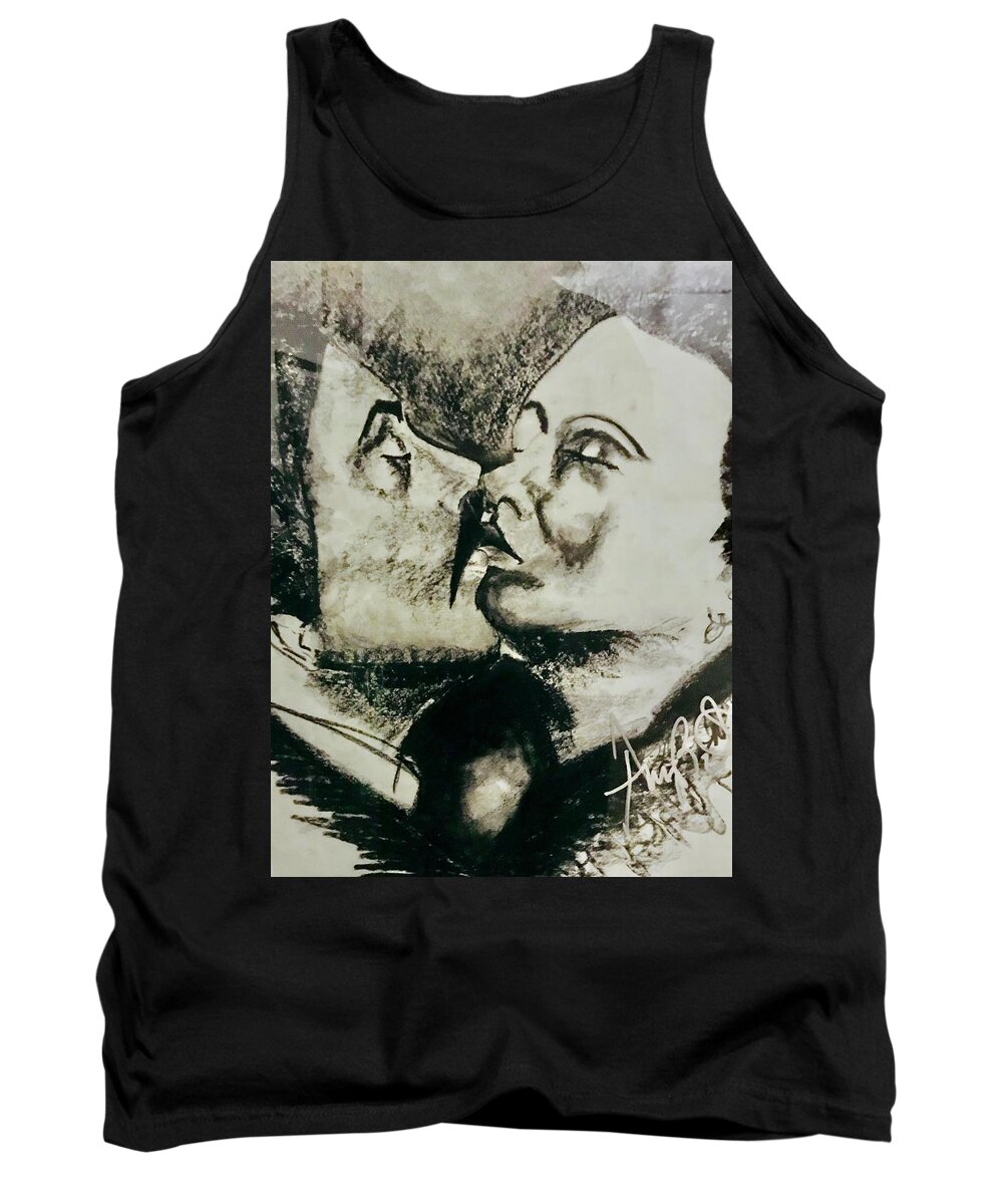  Tank Top featuring the drawing The Kiss by Angie ONeal