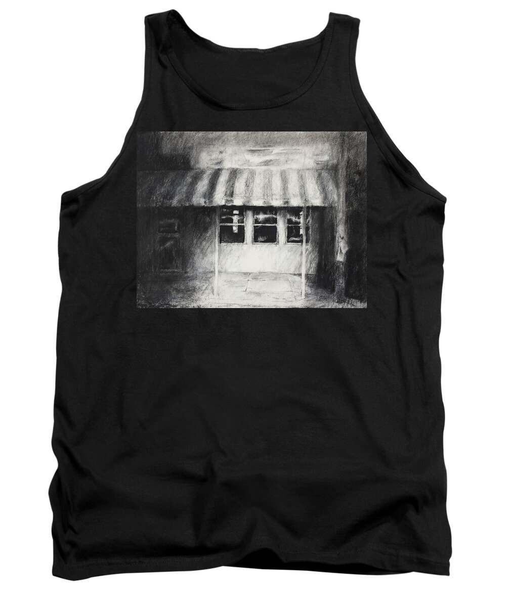 Fleetwood Diner Tank Top featuring the drawing The Lonely Diner by Lisa Tennant